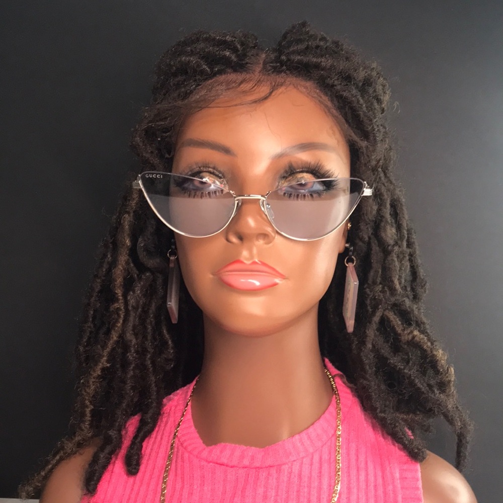 New Authentic Gucci GG1006S 004  Silver / Blue Cat-Eye Sunglasses